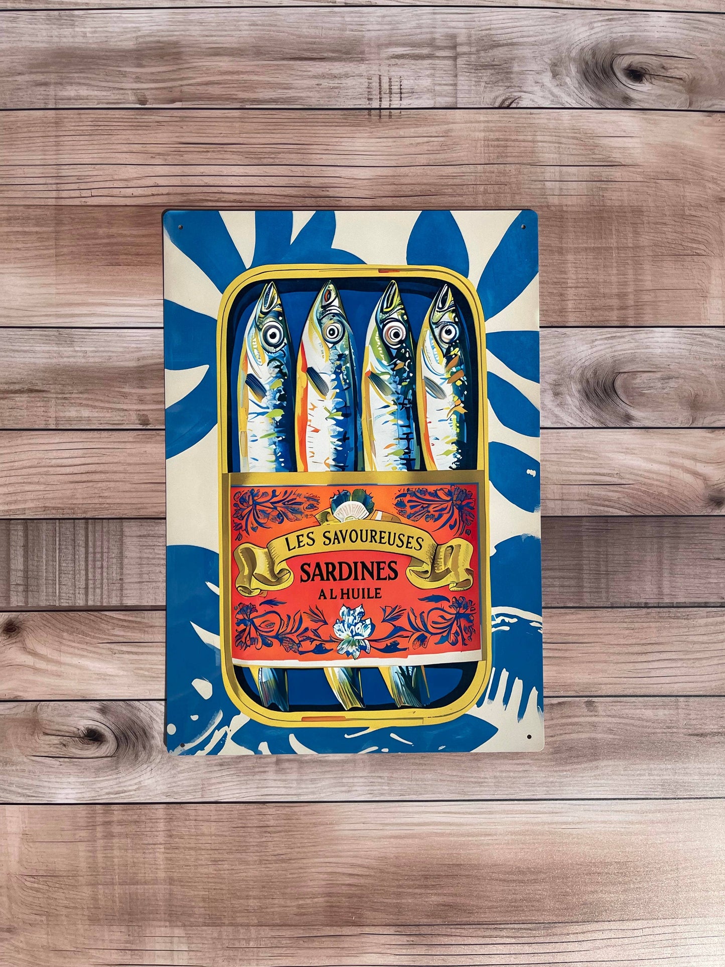 Sardine Can Illustration Metal Sign Plaque 6x8inch