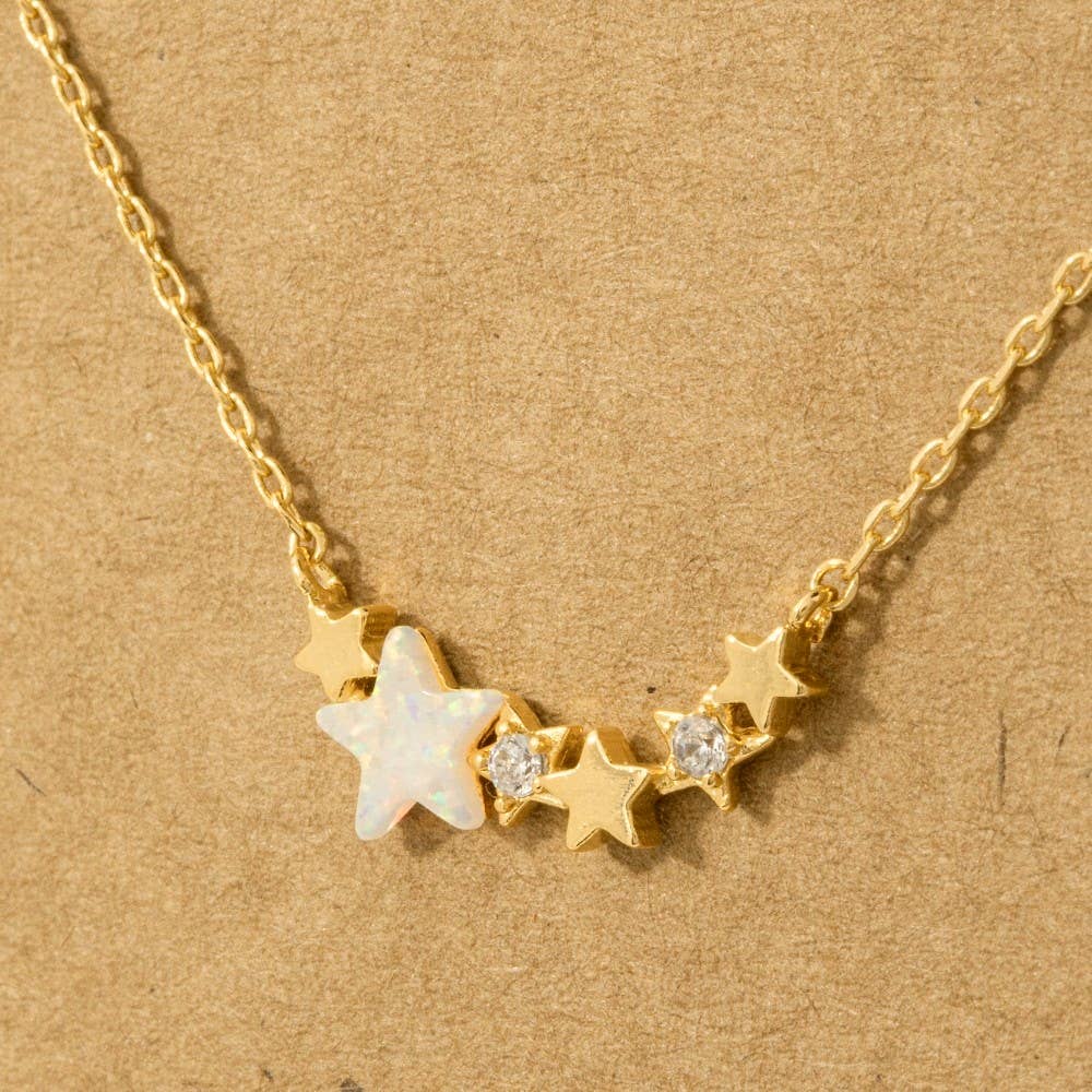 Dainty Multi Star Charm Necklace in Gold