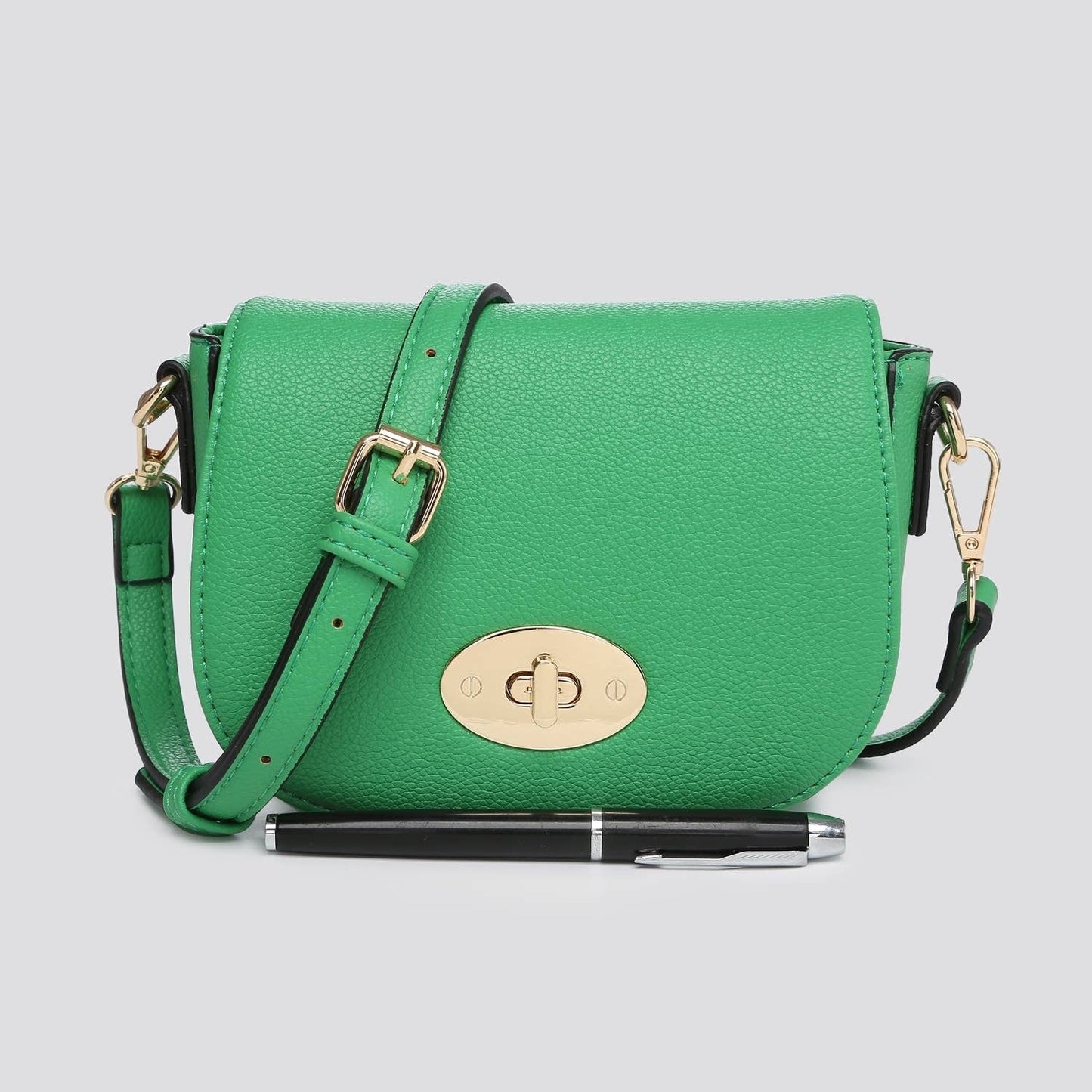 Mini Crossbody Bag with Twist Lock in Green