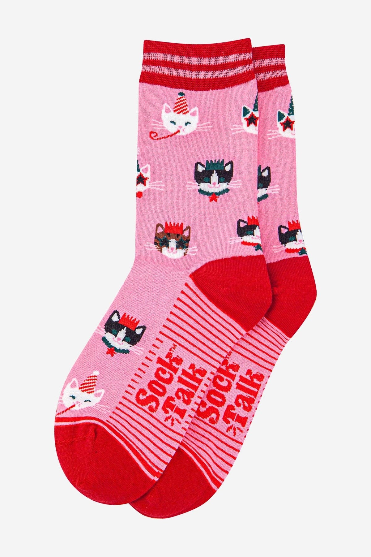 Pink Party Cats Bamboo Crew Socks