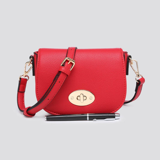 Mini Crossbody Bag with Twist Lock in Red