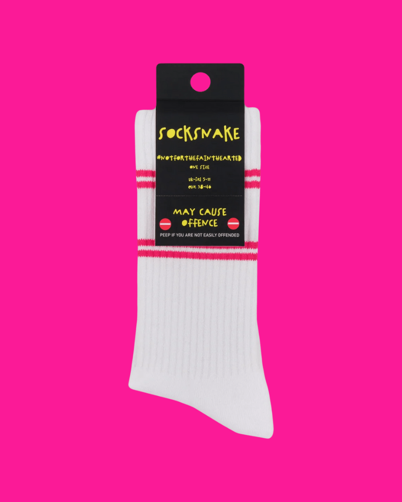 Fanny Sweary Sport Socks White & Pink - Pink Poodle Boutique - SS00730S