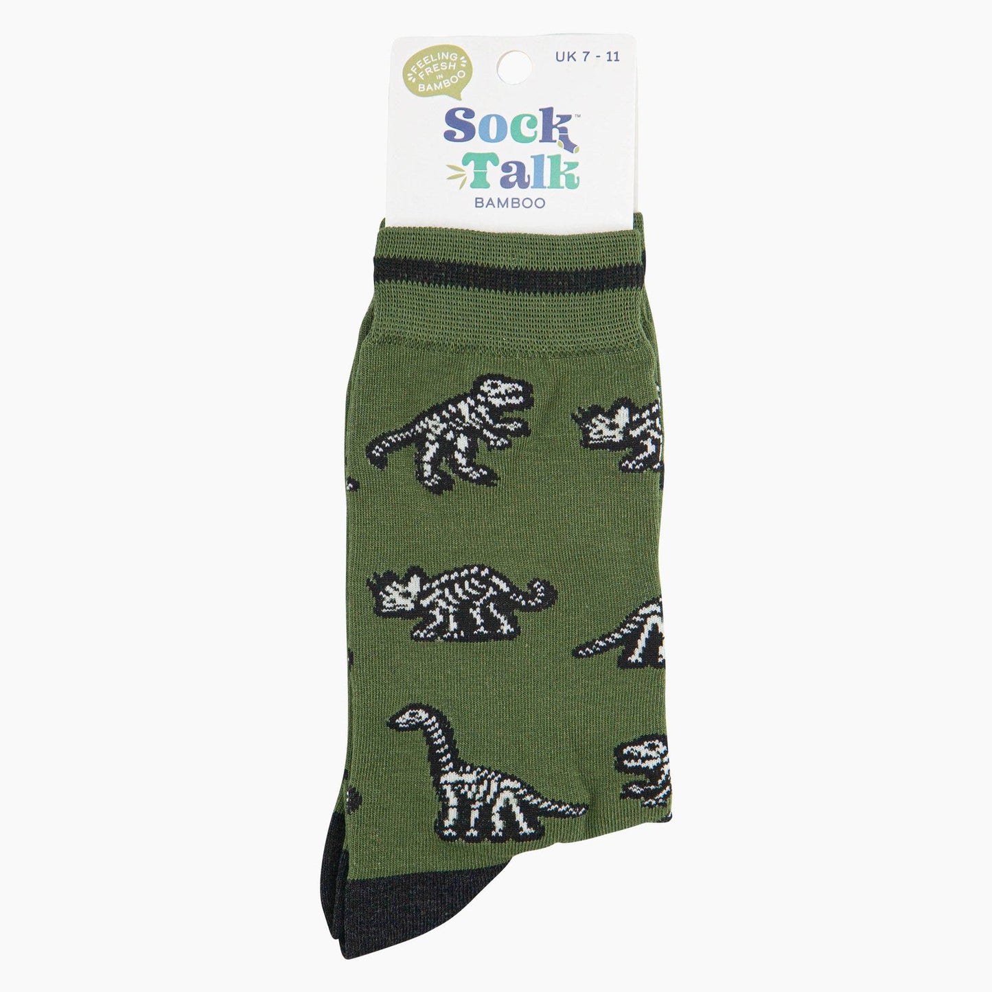 Dinosaur Bones Bamboo Socks in Green