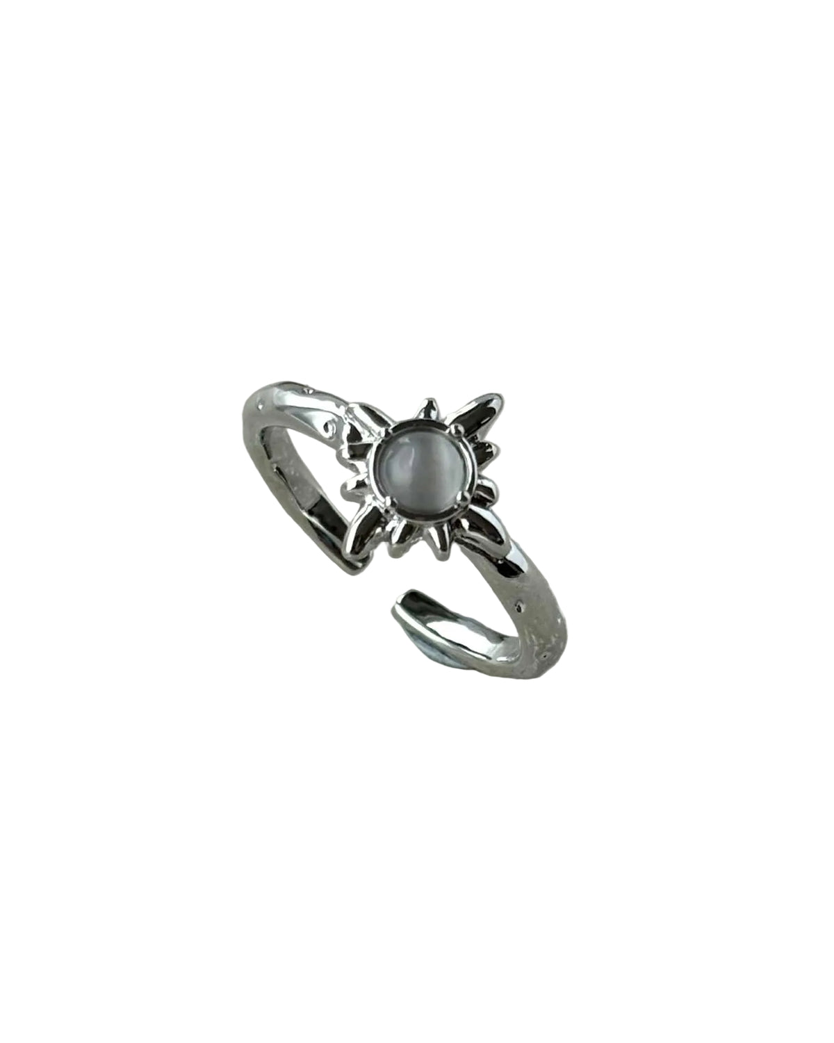 Tarnish Resistant Open Sun Burst Ring in Silver