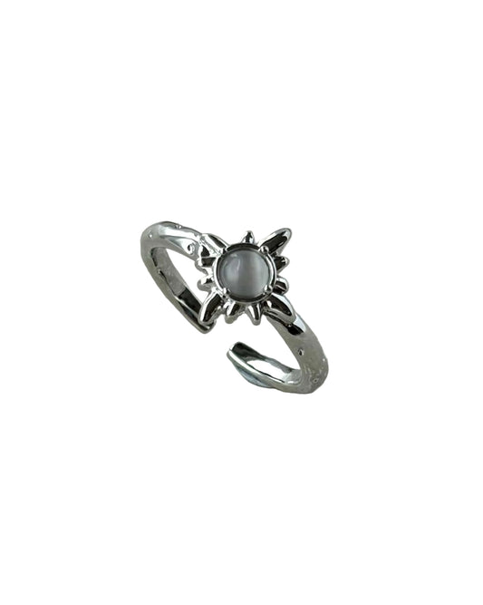 Tarnish Resistant Open Sun Burst Ring in Silver