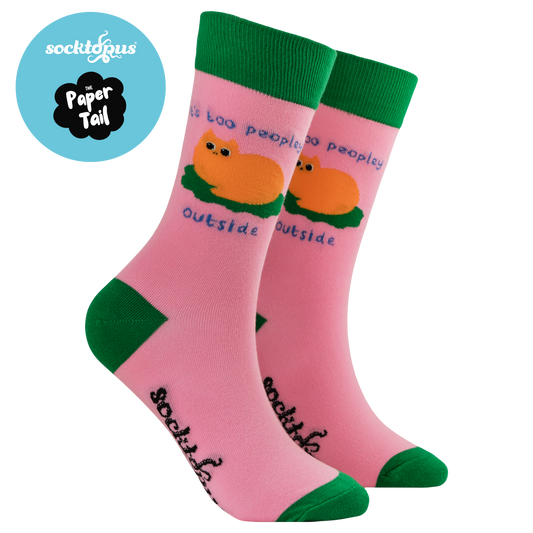 It's Too Peopley Outside Socks in Pink