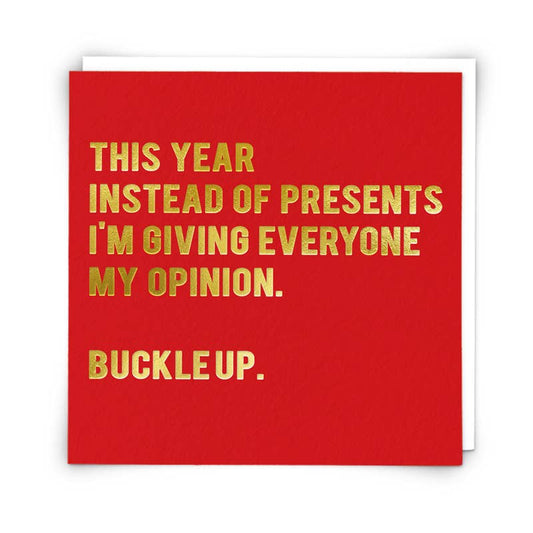 Buckle Up Opinions Christmas Card