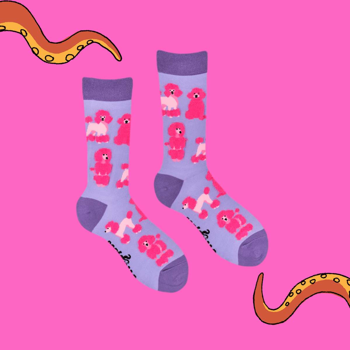 Fluffy Pink Poodle Crew Socks - Pink Poodle Boutique - S2786S - PURPLE