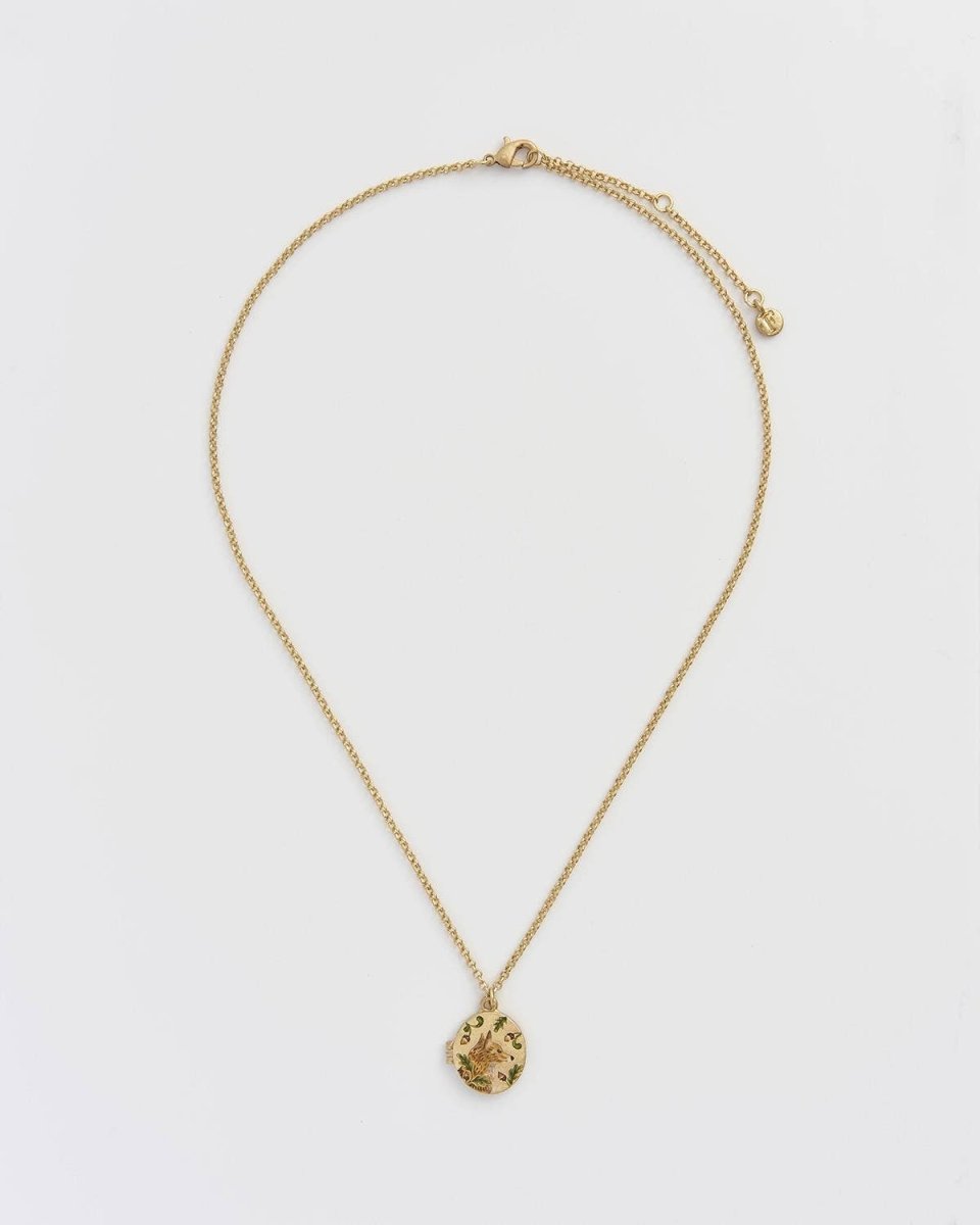 Fox & Acorn Oval Chain Locket Necklace - Pink Poodle Boutique - 