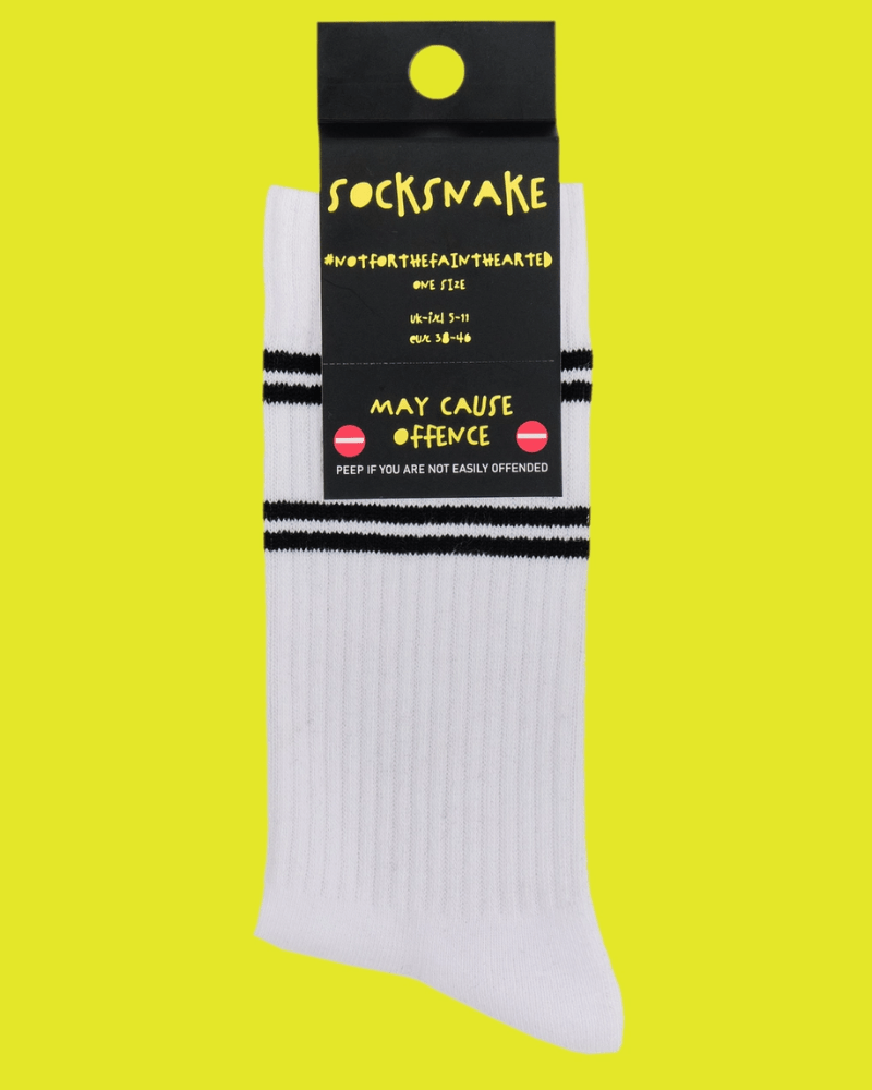 Fuck Off Sweary Sport Socks White & Black - Pink Poodle Boutique - SS004OS