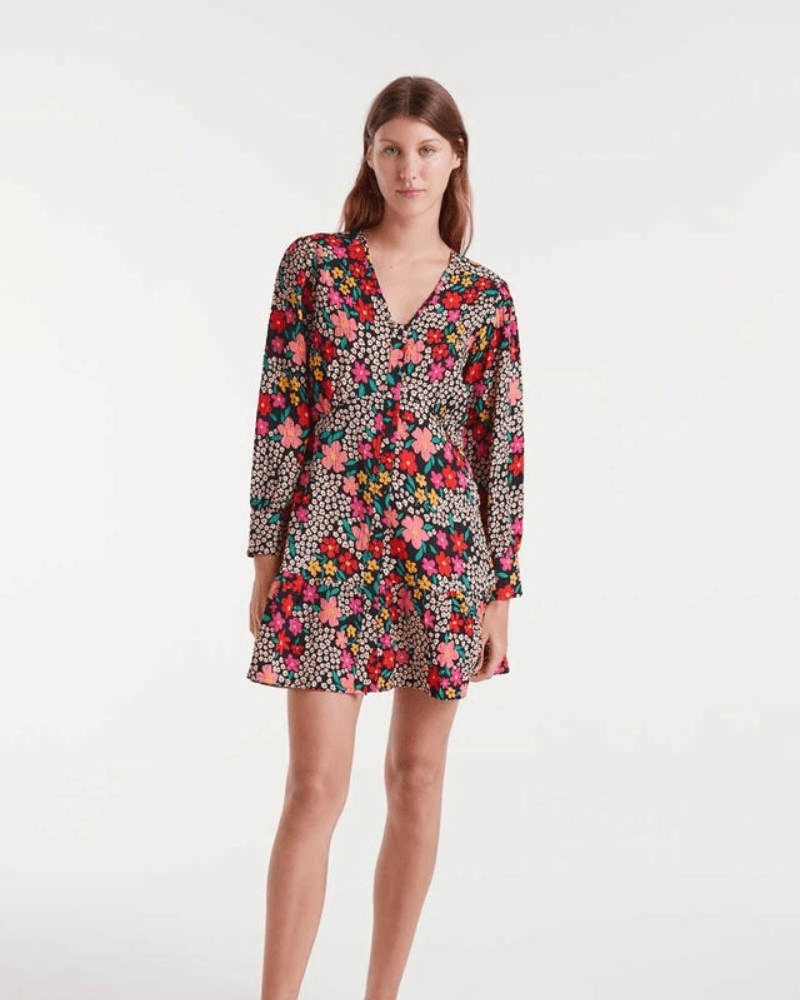 Giardino Seersucker Floral Mini Dress - Pink Poodle Boutique - 53C/41003-S