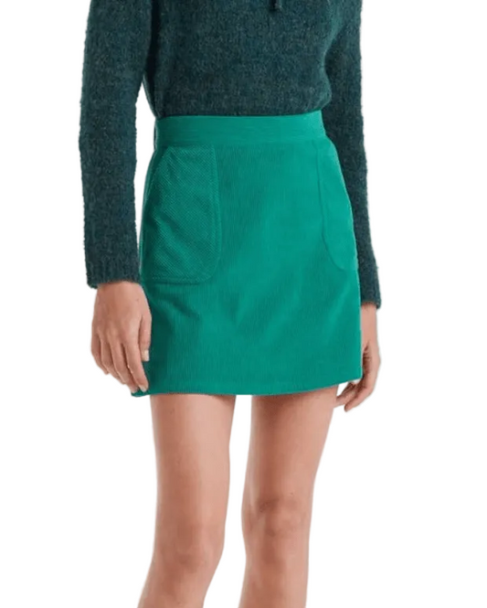 Green Corduroy Mini Skirt - Pink Poodle Boutique - 53C/11043 - S