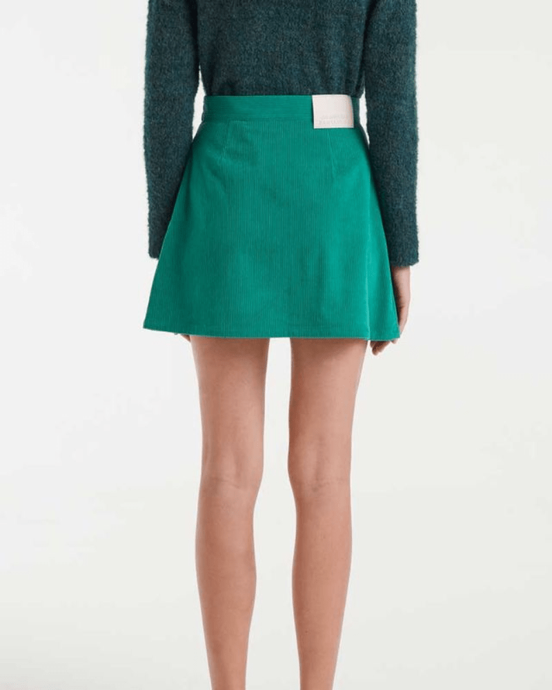 Green Corduroy Mini Skirt - Pink Poodle Boutique - 53C/11043 - S