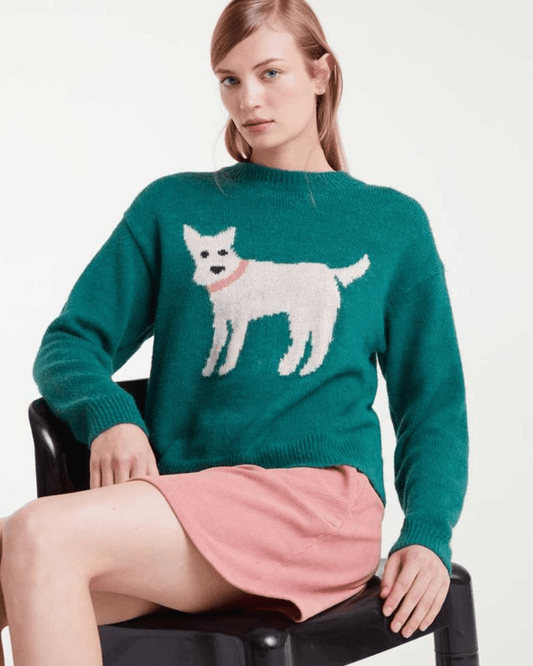 Green Jacquard Schnauzer Terrier Jumper - Pink Poodle Boutique - 53C/10221-S