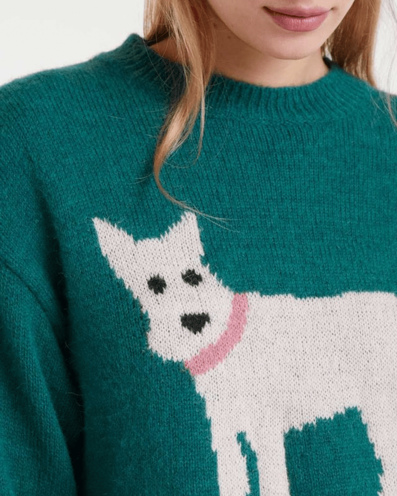 Green Jacquard Schnauzer Terrier Jumper - Pink Poodle Boutique - 53C/10221-S