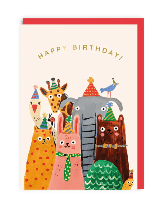 Happy Birthday Animals Greeting Card - Pink Poodle Boutique - 5056392422345