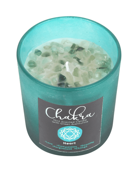 Heart Chakra Mint Crystal Chip Candle - Pink Poodle Boutique - CK - 29223