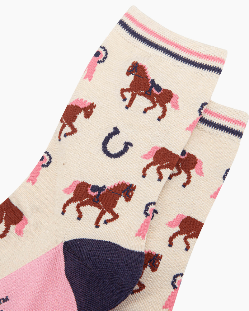 Horse Riding Bamboo Socks - Pink Poodle Boutique - 4525HORSCR