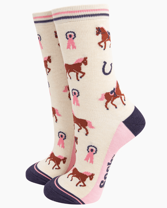 Horse Riding Bamboo Socks - Pink Poodle Boutique - 4525HORSCR