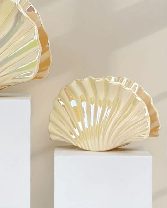 Iridescent Sea Shell Hair Claws in Cream - Pink Poodle Boutique - CLAW - SHELL CREAM