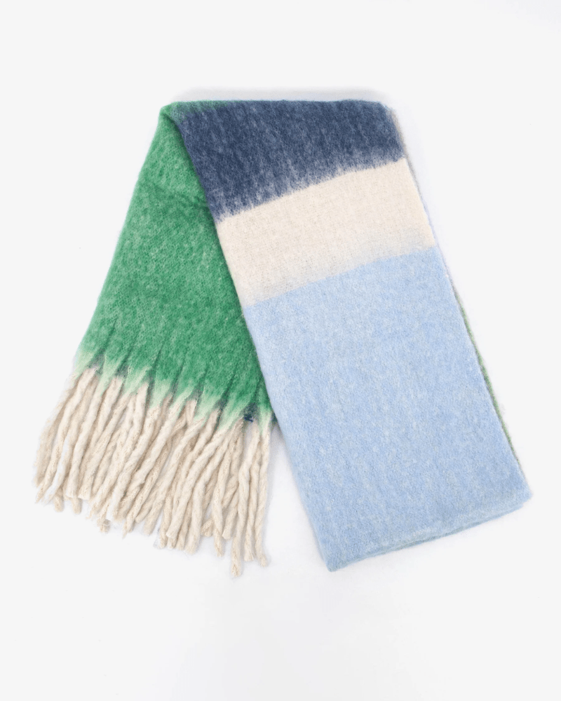 Joey Green & Blue Block Heavyweight Scarf - Pink Poodle Boutique - 1470GRBL