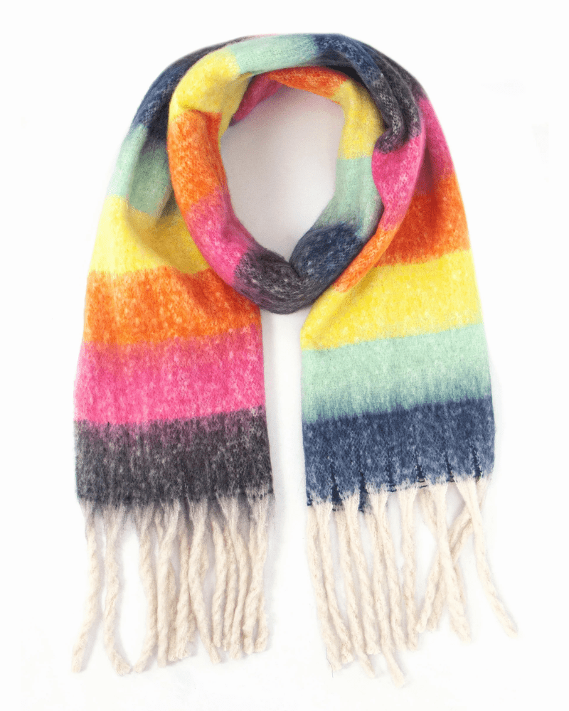 Joey Rainbow Stripe Heavyweight Scarf - Pink Poodle Boutique - 1511OLM