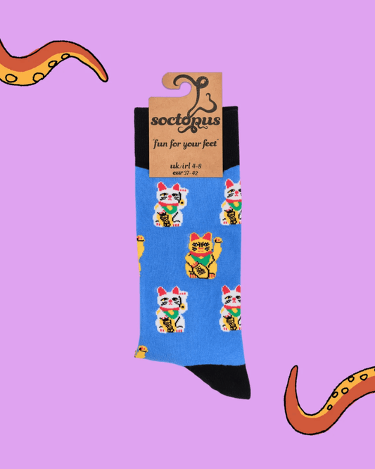 Lucky Cat Crew Socks - Pink Poodle Boutique - S2123L