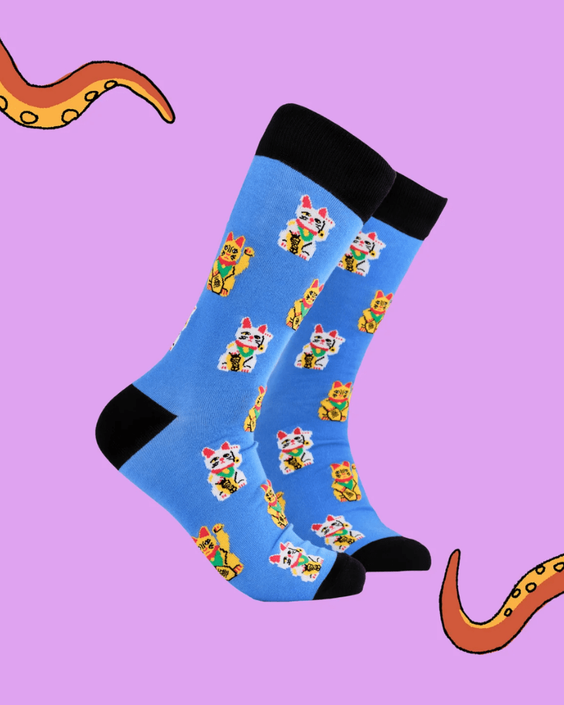 Lucky Cat Crew Socks - Pink Poodle Boutique - S2123L