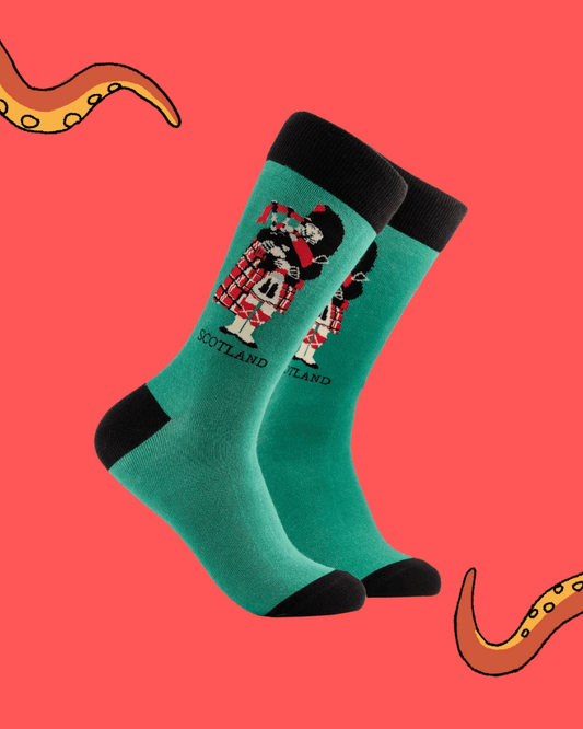 Mint Green Scottish Piper Crew Socks - Pink Poodle Boutique - S2482L