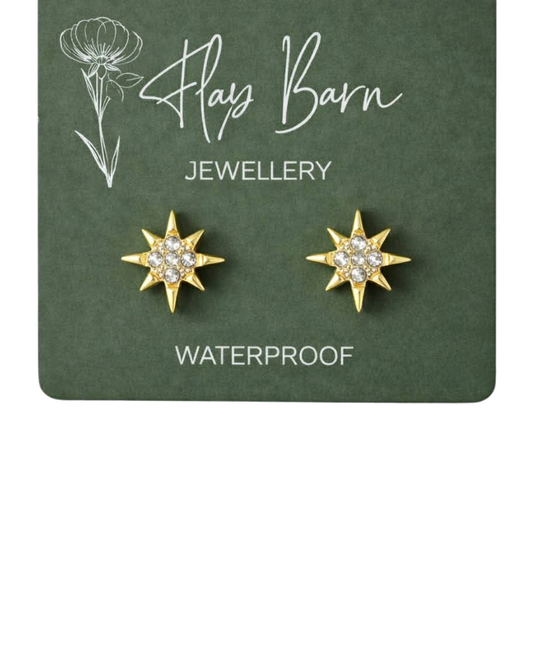 Tarnish Resistant Starburst Studs in Gold