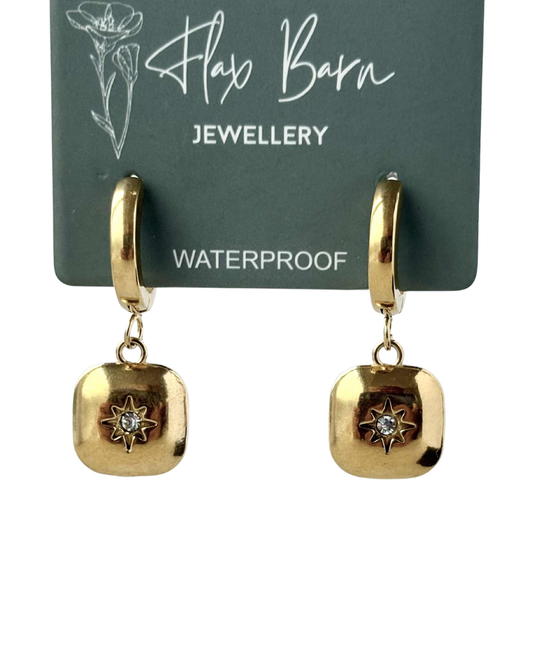 Tarnish Resistant Starburst Huggie Earrings