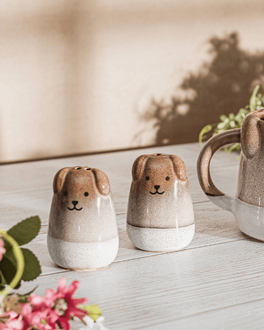 Mojave Stoneware Dog Salt & Pepper Set - Pink Poodle Boutique - CZQ317