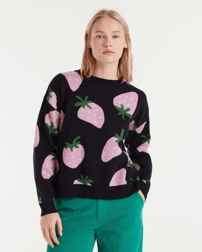 Morango Strawberry Print Jacquard Jumper - Pink Poodle Boutique - 53C/10240-S
