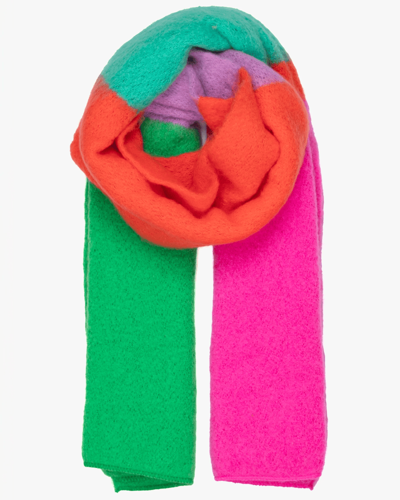 Nellie Orange & Green Block Heavyweight Scarf - Pink Poodle Boutique - 1485OGR