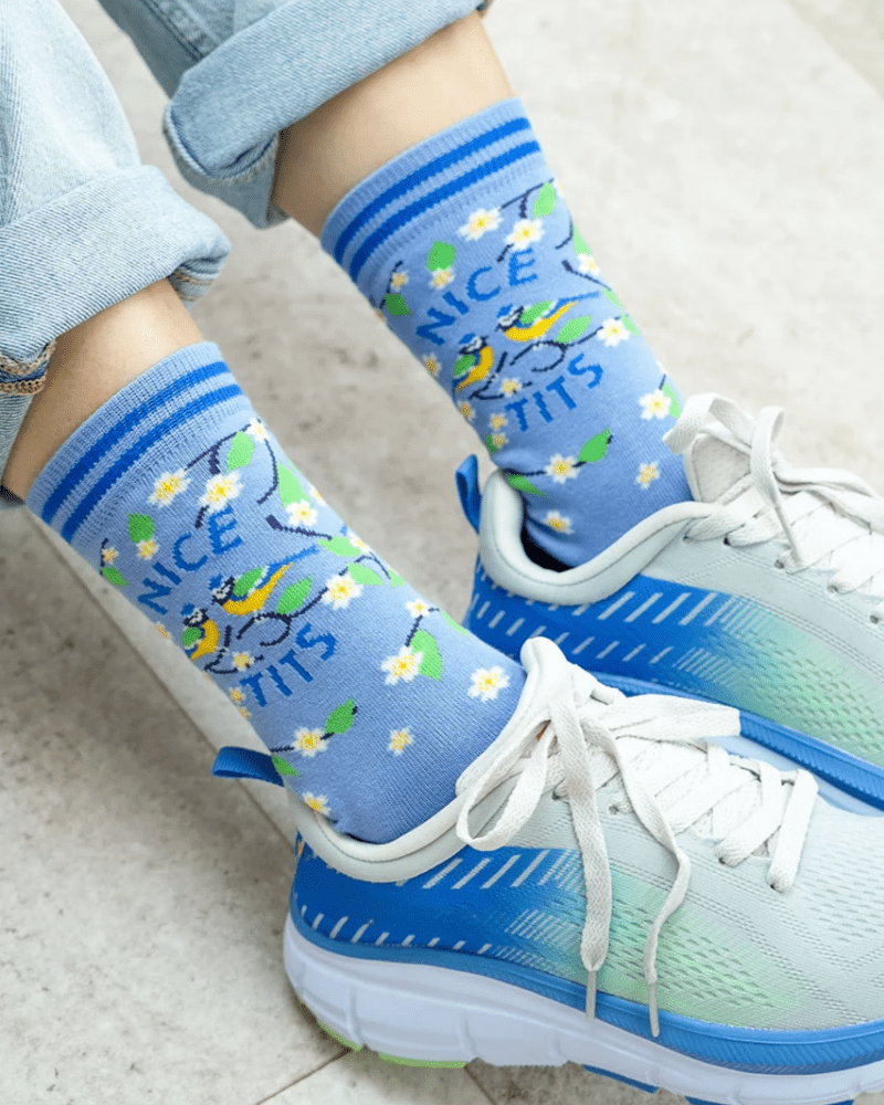 Nice Tits Combed Cotton Socks - Pink Poodle Boutique - 4535BIRDBL