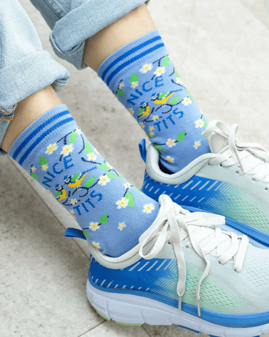 Nice Tits Combed Cotton Socks - Pink Poodle Boutique - 4535BIRDBL