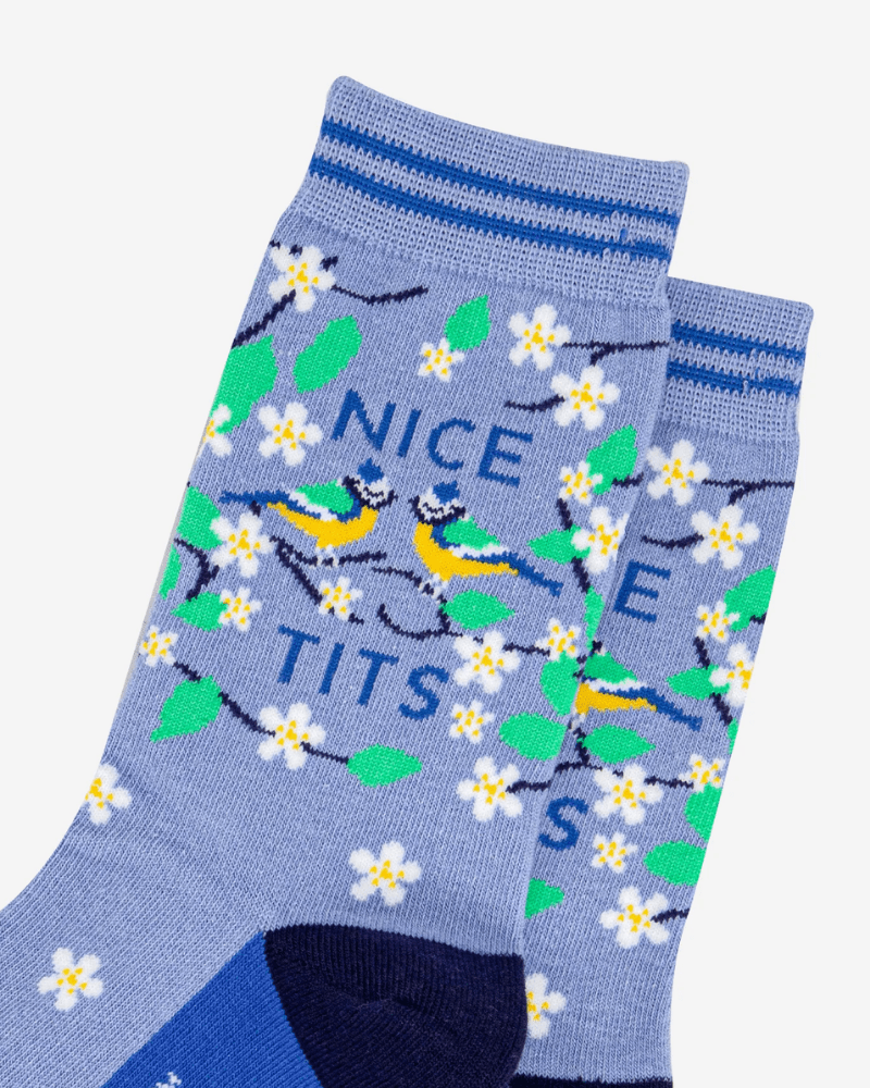 Nice Tits Combed Cotton Socks - Pink Poodle Boutique - 4535BIRDBL