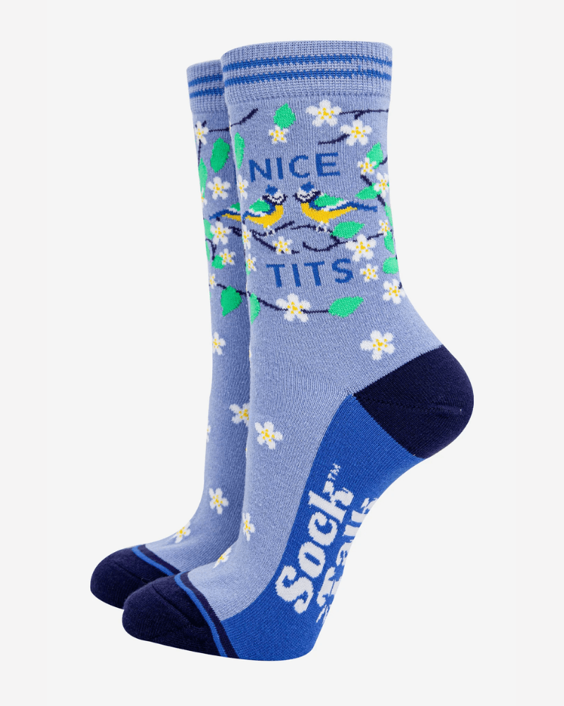 Nice Tits Combed Cotton Socks - Pink Poodle Boutique - 4535BIRDBL