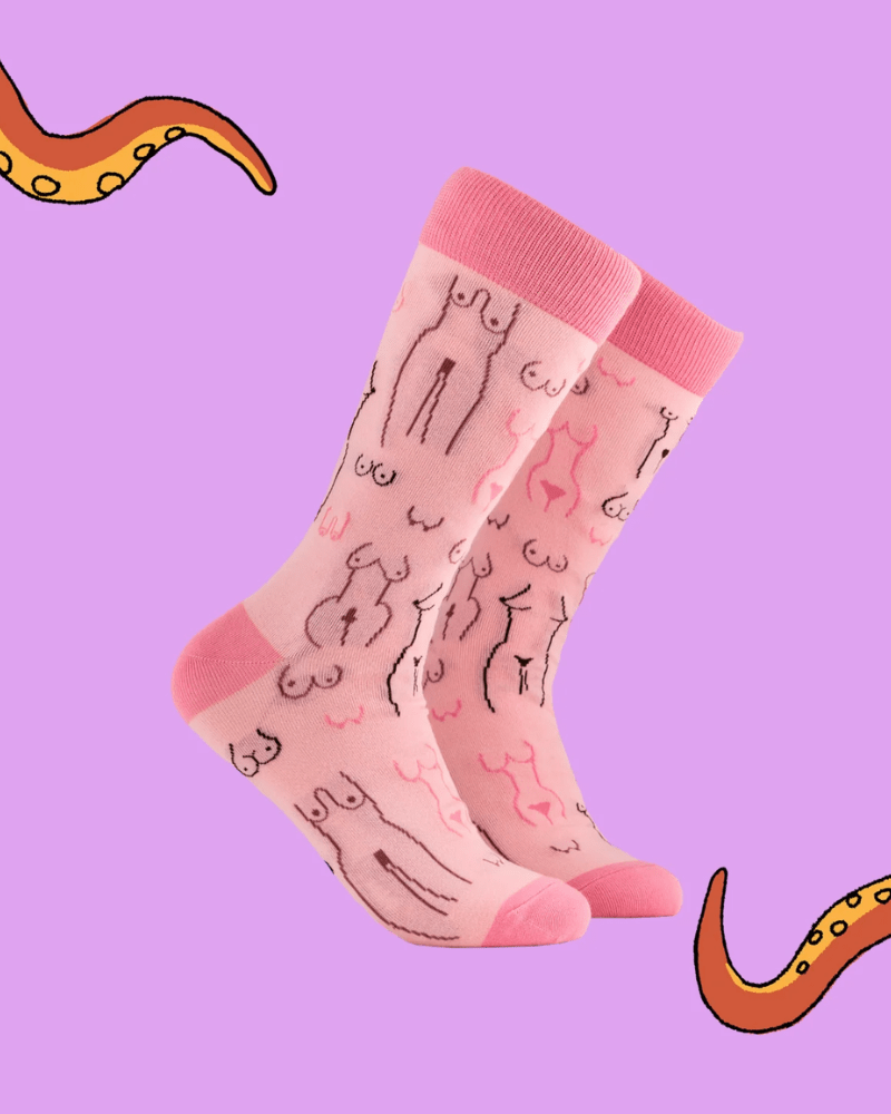 Nudies & Boobies Crew Socks - Pink Poodle Boutique - 