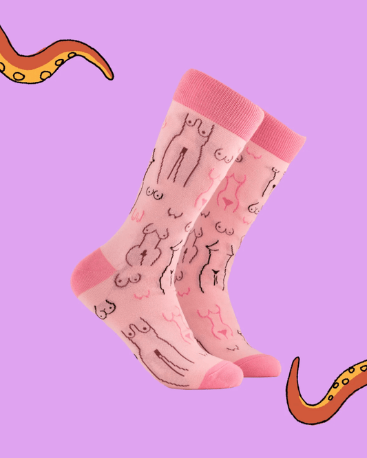 Nudies & Boobies Crew Socks - Pink Poodle Boutique - 