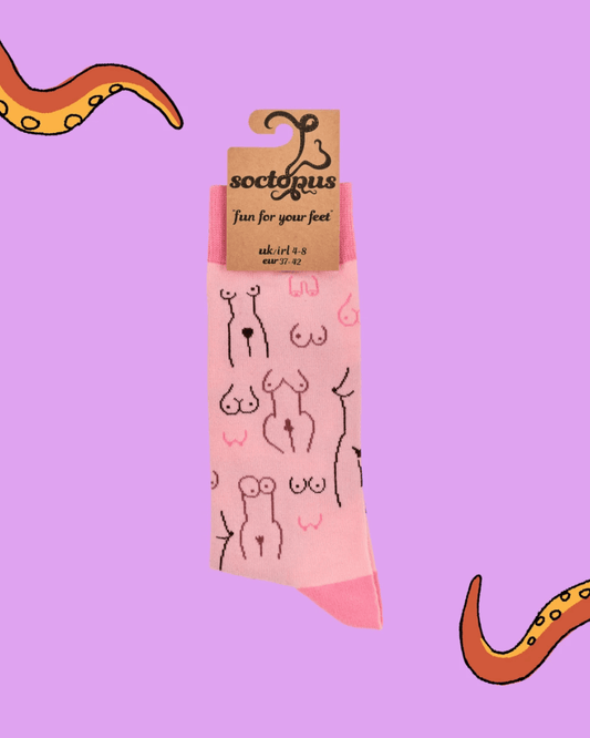 Nudies & Boobies Crew Socks - Pink Poodle Boutique - 