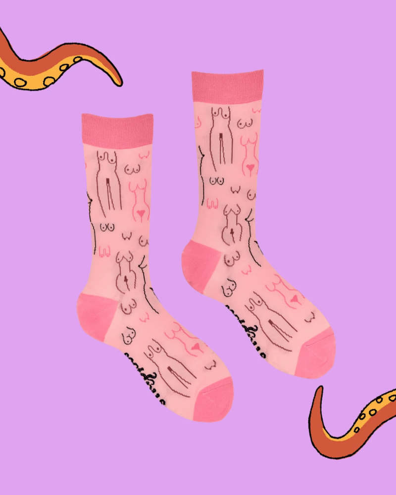 Nudies & Boobies Crew Socks - Pink Poodle Boutique - 