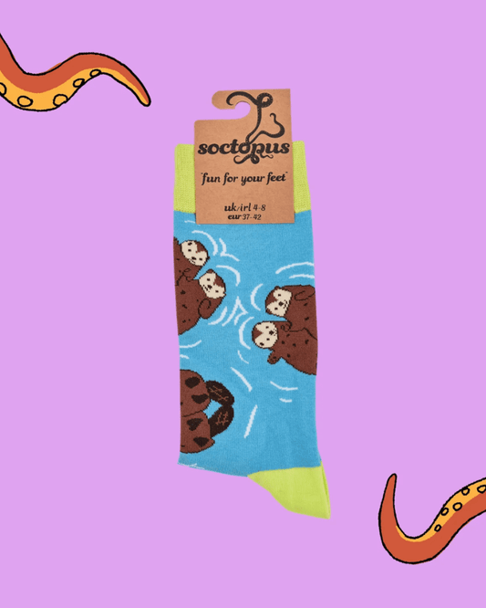 Otterly in Love Crew Socks - Pink Poodle Boutique - S2051S - AQUA