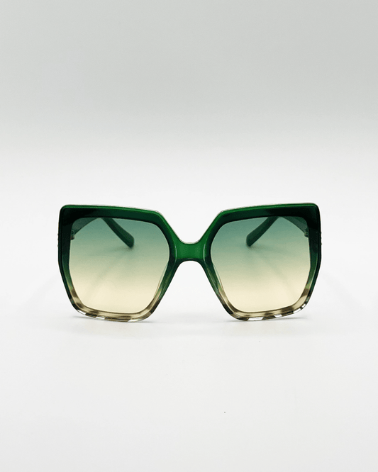 Oversize Cateye Sunglasses with Diamante Detail in Green - Pink Poodle Boutique - SG2407717