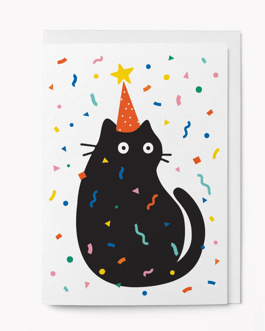 Party Cat Confetti Greeting Card - Pink Poodle Boutique - MEOW05