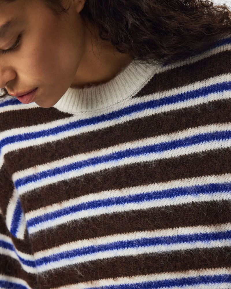 Pcada Coffee & Royal Blue Stripe Knit Jumper