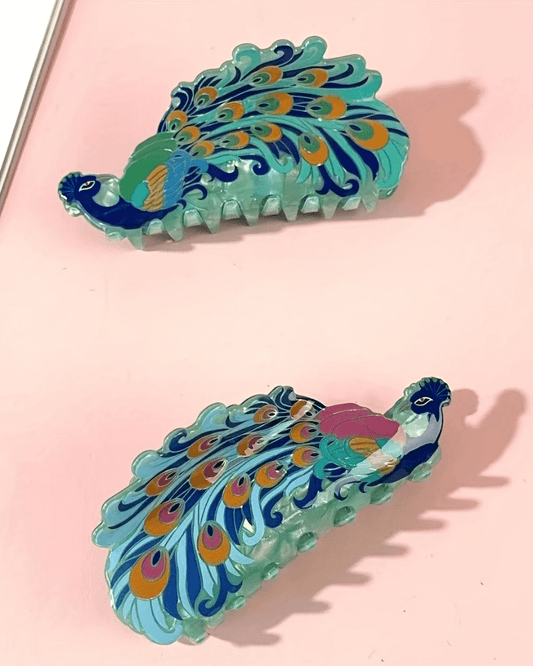 Peacock Hair Claws - Pink Poodle Boutique - CLAW - PEACOCK PP