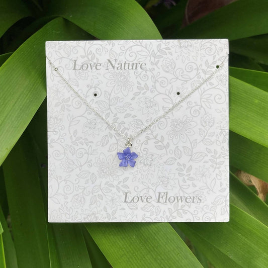Periwinkle Blue Flower Pendant Necklace - Pink Poodle Boutique - ATH750