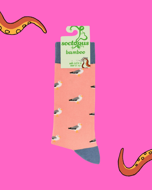 Pink Seagull Bamboo Crew Socks - Pink Poodle Boutique - SB2756S