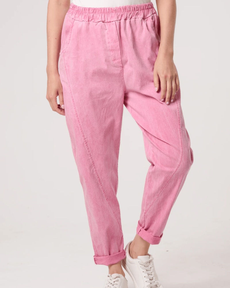 Pink Washed Relaxed Fit Magic Trousers - Pink Poodle Boutique - NV3812IT003 - PINK